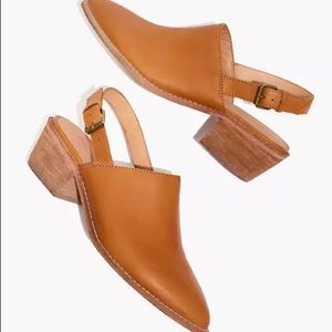 Madewell Jess Leather Brown Slingback Mule Heel 10
